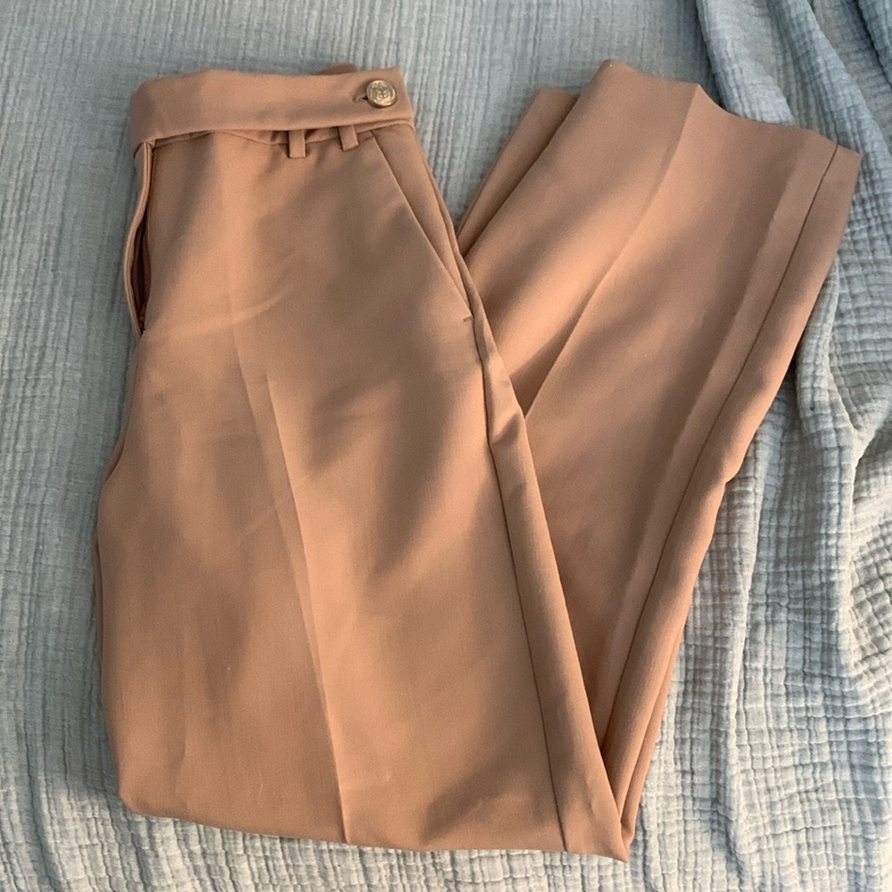 Zara trouser with gold button closure